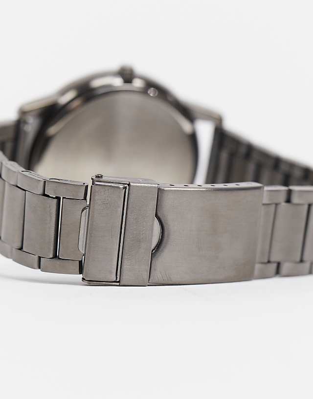 Asos Limit Bracelet Watch In Gunmetal Grey With Grey Dial