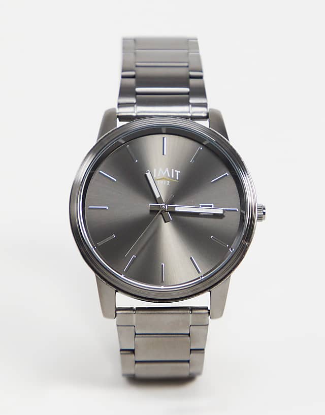 asos Limit bracelet watch in gunmetal grey with grey dial