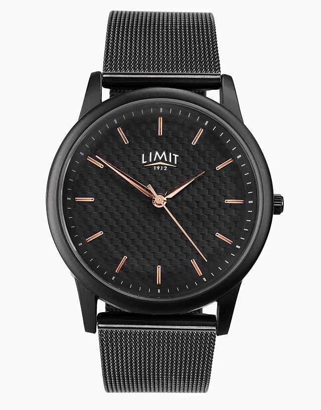 asos Limit classic 38mm mens round black analogue watch in black