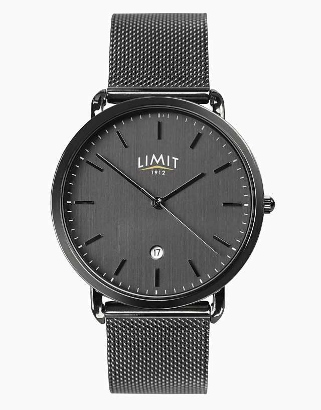 asos Limit classic 40mm mens round black analogue watch in black