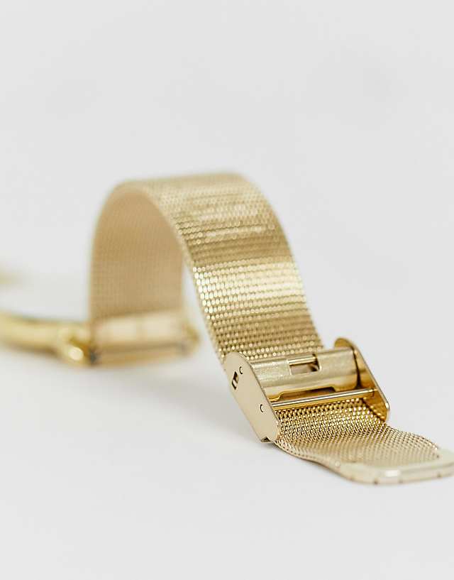 Asos Limit Classic Mesh Stainless Steel Bracelet Watch With Mother Of Pearl Dial In Gold