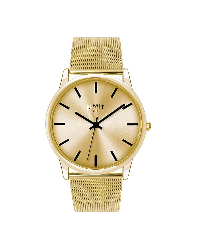 asos Limit gold watch with mesh bracelet and dial in champagne