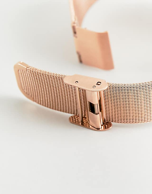 Asos Limit Mesh Stainless Steel Bracelet Watch With Dial In Rose Gold & Black
