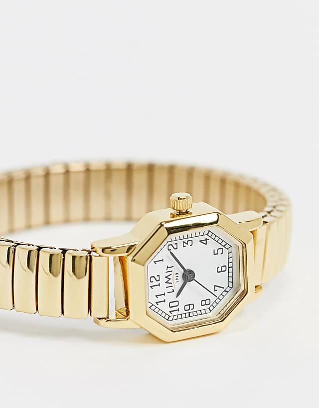 Asos Limit Octagonal Expanding Bracelet Watch In Gold