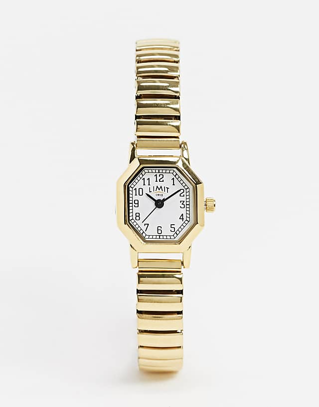 asos Limit Octagonal expanding bracelet watch in gold