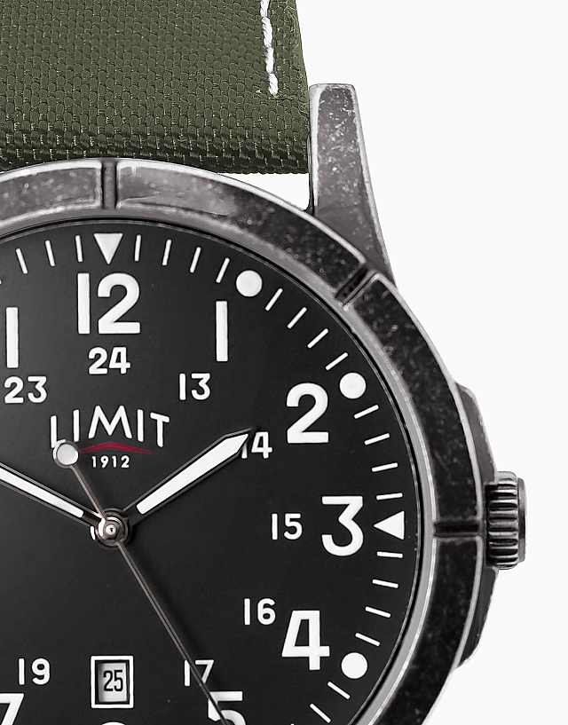 Asos Limit Pilot 45mm Mens Round Black Analogue Watch In Black