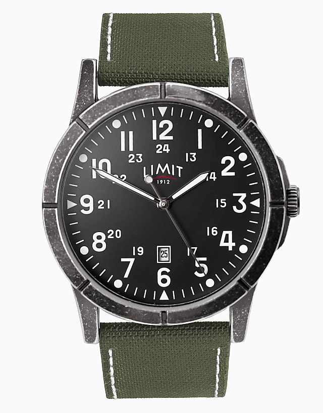 asos Limit pilot 45mm mens round black analogue watch in black