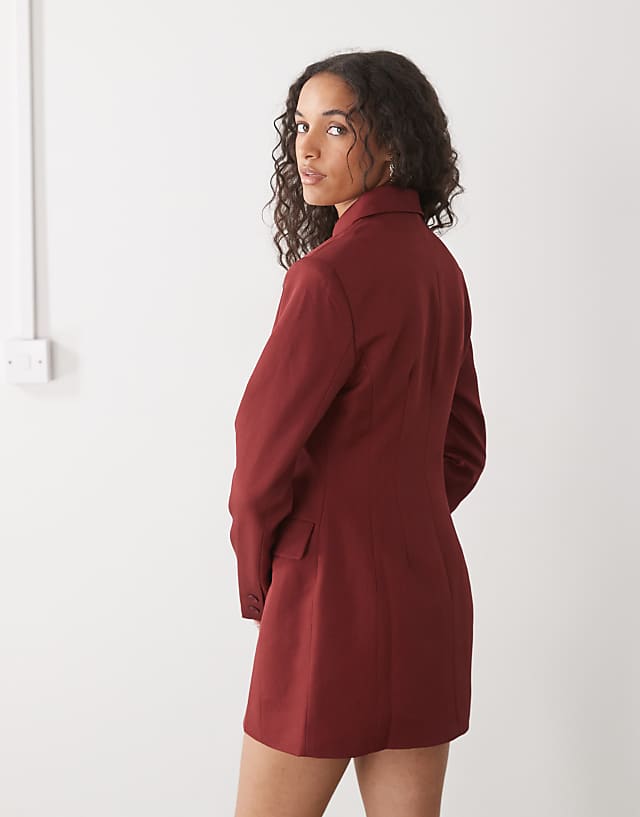 Asos Lioness Cheri Structured Button Front Tailored Blazer Mini Dress In Red