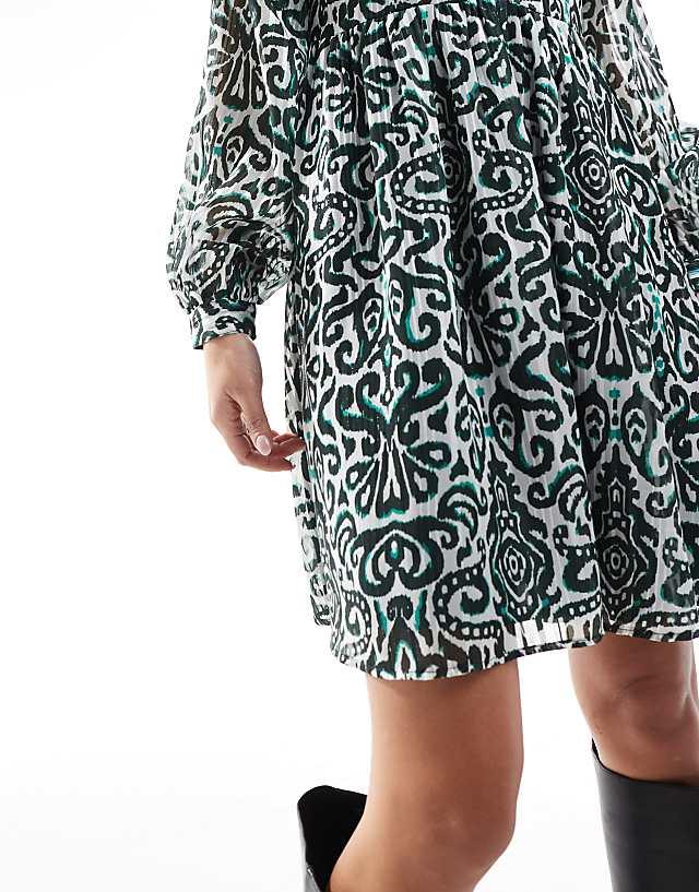 Asos Lovedrobe Damask Print Smock Mini Shirt Dress In Multi