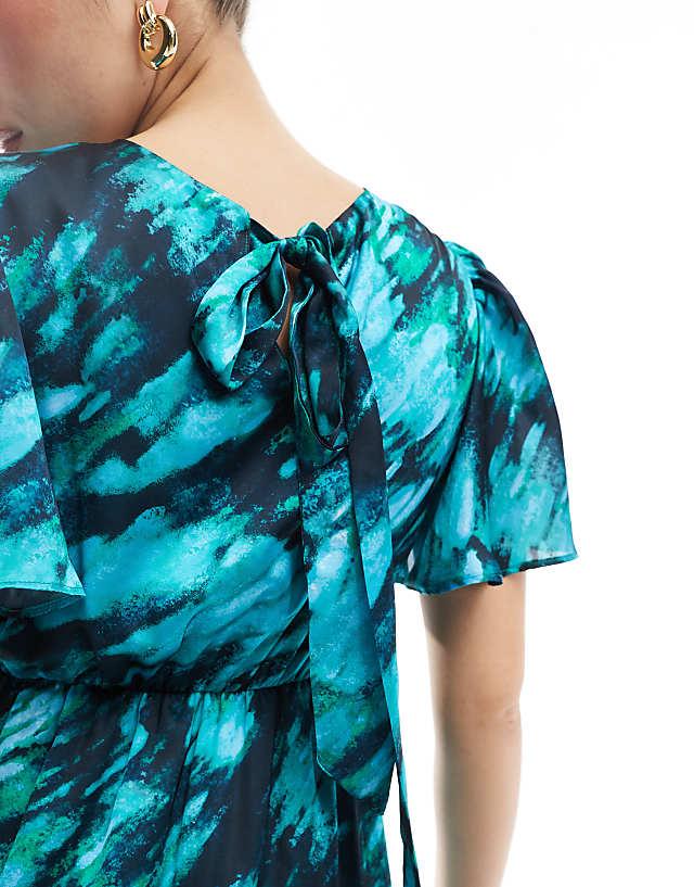 Asos Lovedrobe Marble Short Sleeve Midaxi Dress In Multi