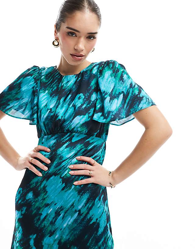 Asos Lovedrobe Marble Short Sleeve Midaxi Dress In Multi