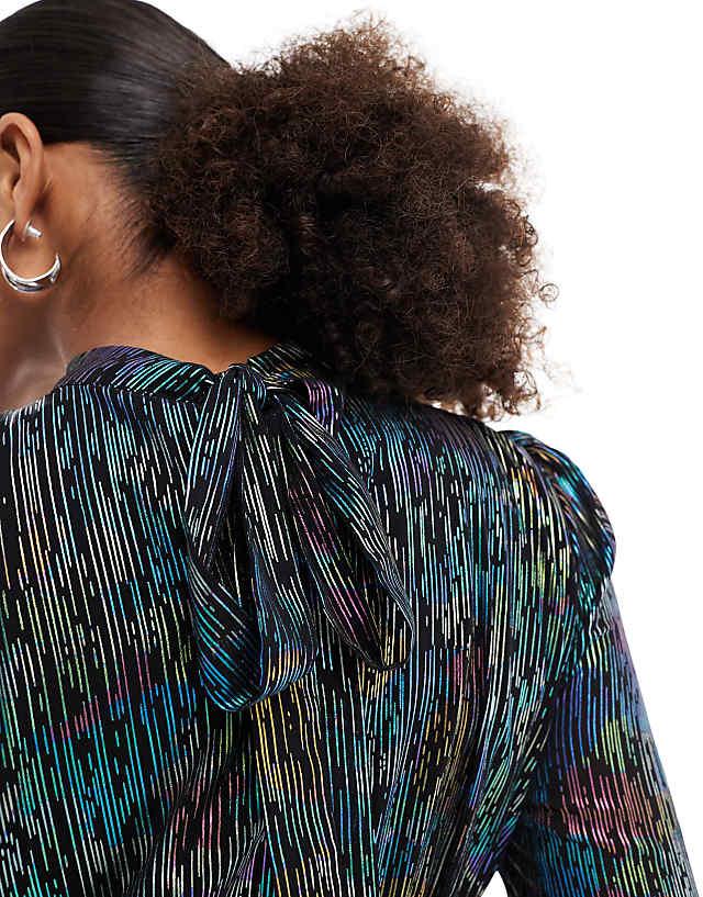 Asos Lovedrobe Metallic Long Sleeve Mini Dress In Multi