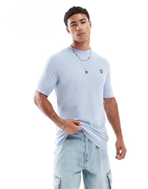 Asos Lyle & Scott Mid Knits Linen Blend Knitted T-shirt In W487 Light Blue