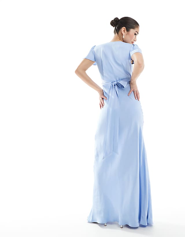 Asos Maids To Measure Bridesmaid Button Front Maxi Dress In Cornflower Blue
