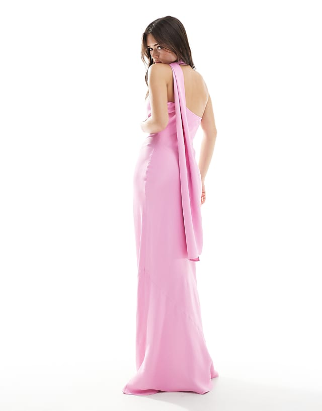 Asos Maids To Measure Bridesmaid One Shoulder Scarf Maxi Dress In Orchid