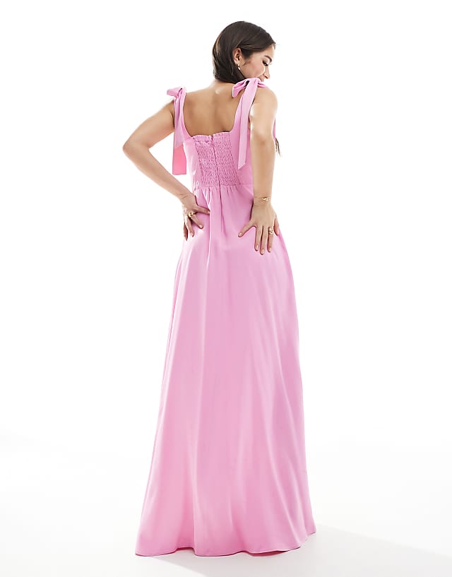 Asos Maids To Measure Bridesmaid Tie Shoulder Maxi Dress In Orchid