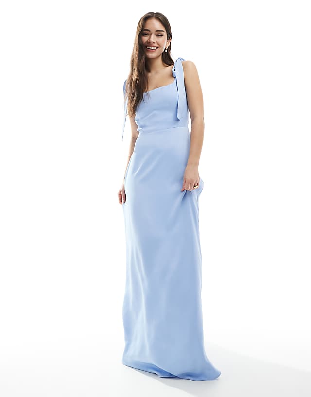 asos Maids to Measure Bridesmaid tie shoulder maxi dress in cornflower blue