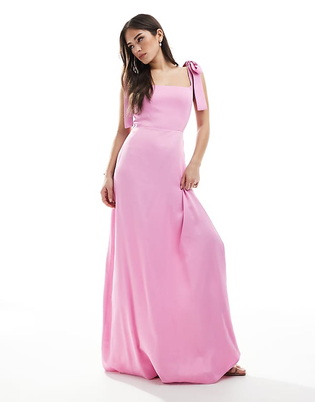 asos Maids to Measure Bridesmaid tie shoulder maxi dress in orchid