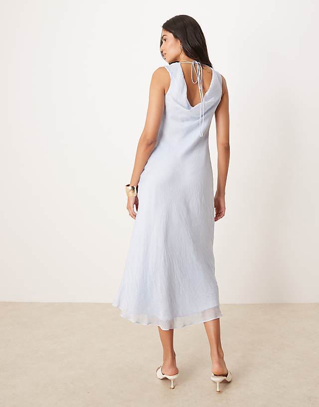 Asos Mango Cowl Neck Open Back Maxi Dress In Pale Blue