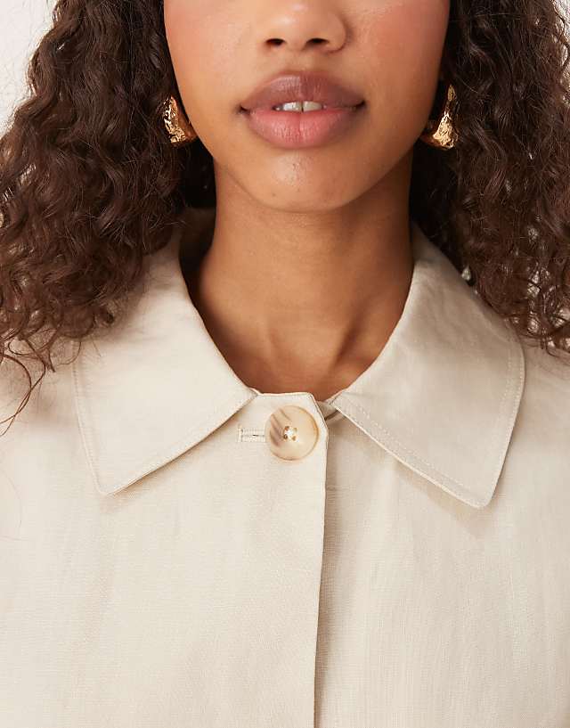 Asos Mango Linen Button Thorugh Jacket Co-ord In Stone