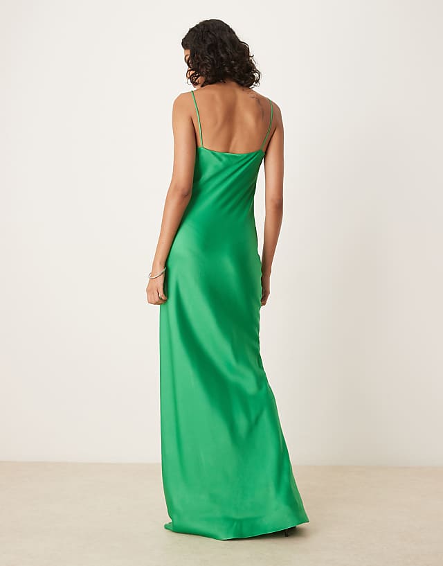Asos Mango Premium Strappy Cup Detail Maxi Dress In Green
