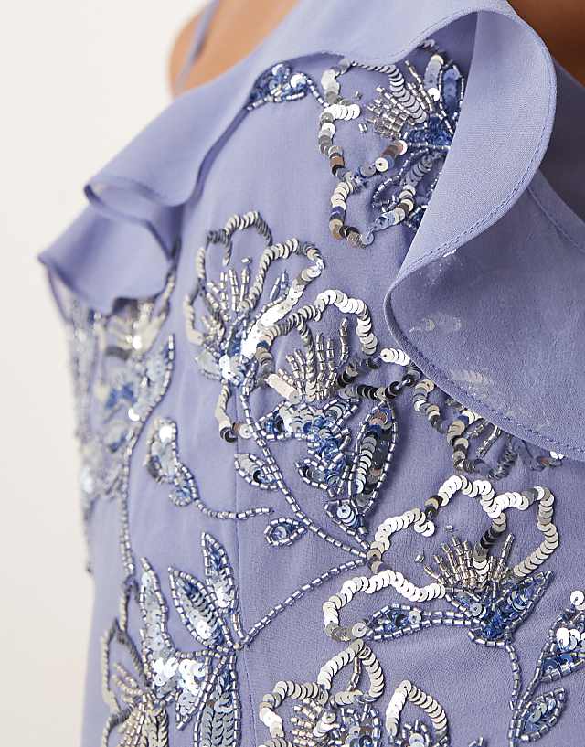 Asos Maya Embellished Cold Shoulder Maxi Dress In Lavender Blue