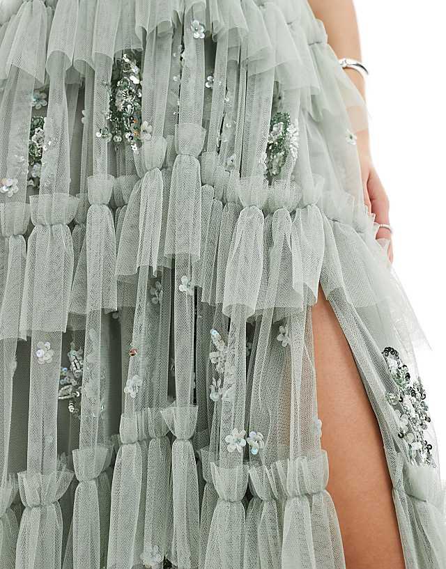 Asos Maya Embellished Sleeveless Maxi Dress In Sage Green