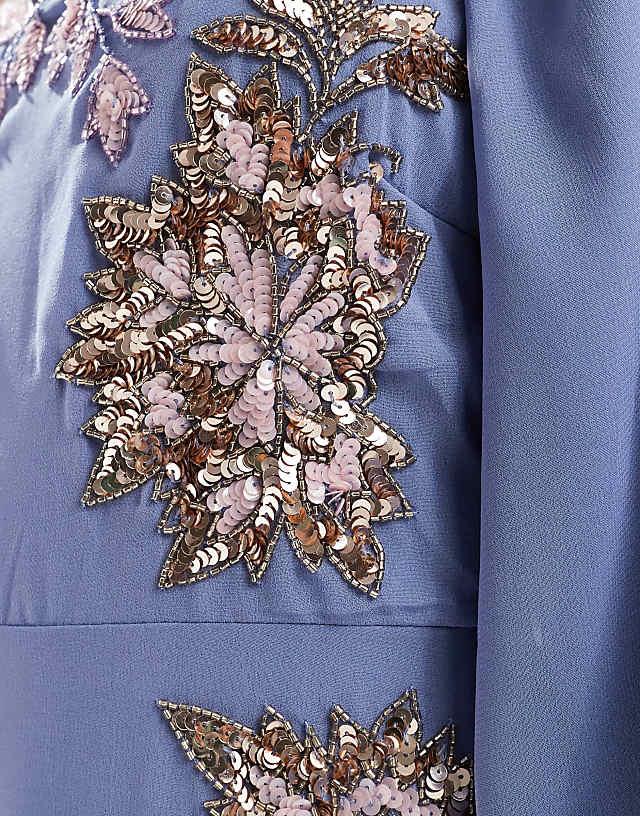 Asos Maya Embellished Square Neck Midaxi Dress In Lavender Blue