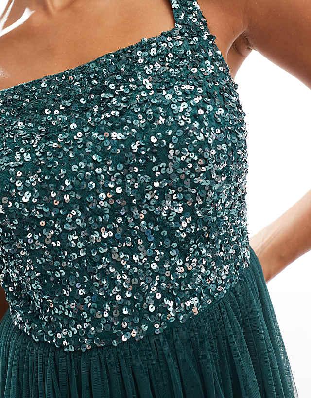 Asos Maya Embellished Strappy Bridesmaid Maxi Dress In Emerald Green