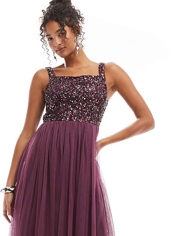 Asos Maya Embellished Strappy Bridesmaid Maxi Dress In Berry