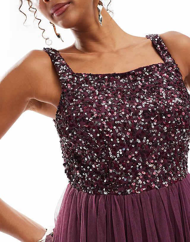 Asos Maya Embellished Strappy Bridesmaid Maxi Dress In Berry