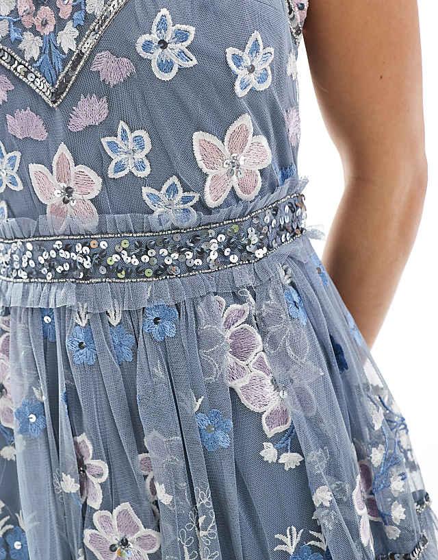 Asos Maya Floral Embellished Cami Midi Dress In Light Blue