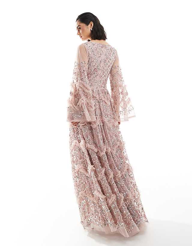 Asos Maya Fully Embellished Maxi Dress In Frosted Pink