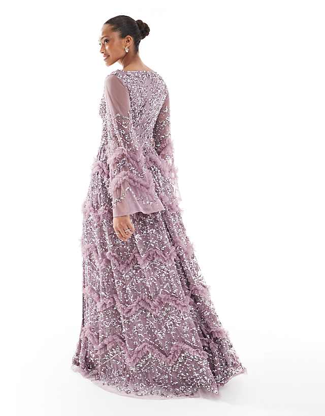 Asos Maya Fully Embellished Maxi Dress In Moody Lilac