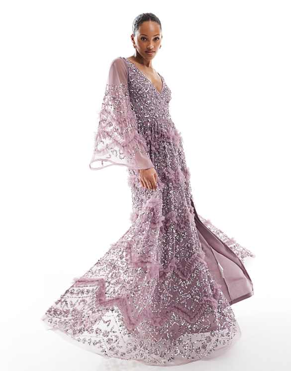 asos Maya Fully embellished maxi dress in moody lilac