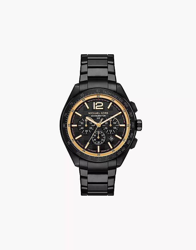 asos Michael Kors Men's accelerator 2.0 chronograph black stainless steel watch- BLACK