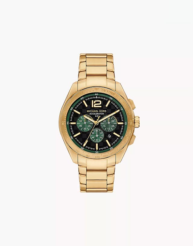 asos Michael Kors Men's accelerator 2.0 chronograph gold-tone stainless steel watch- GOLD