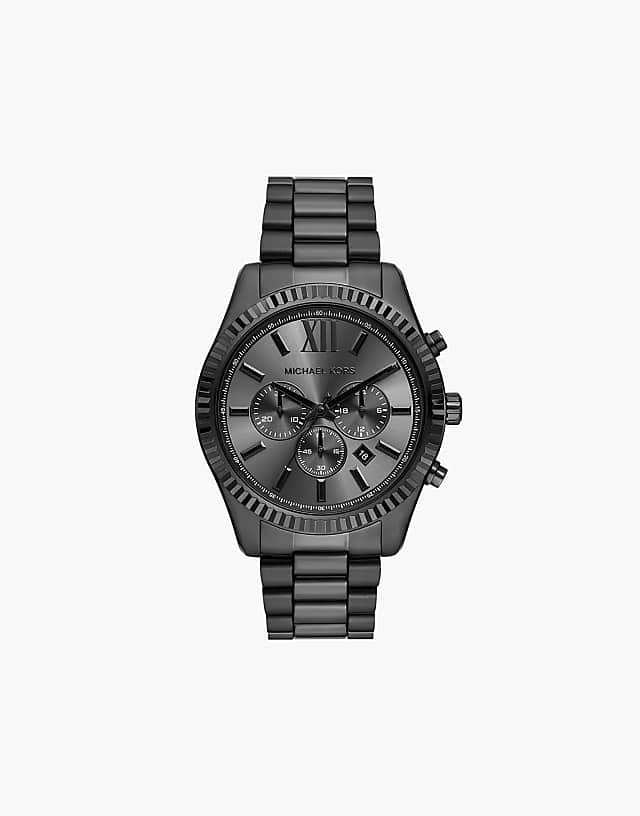 asos Michael Kors Men's lexington chronograph black stainless steel watch- BLACK