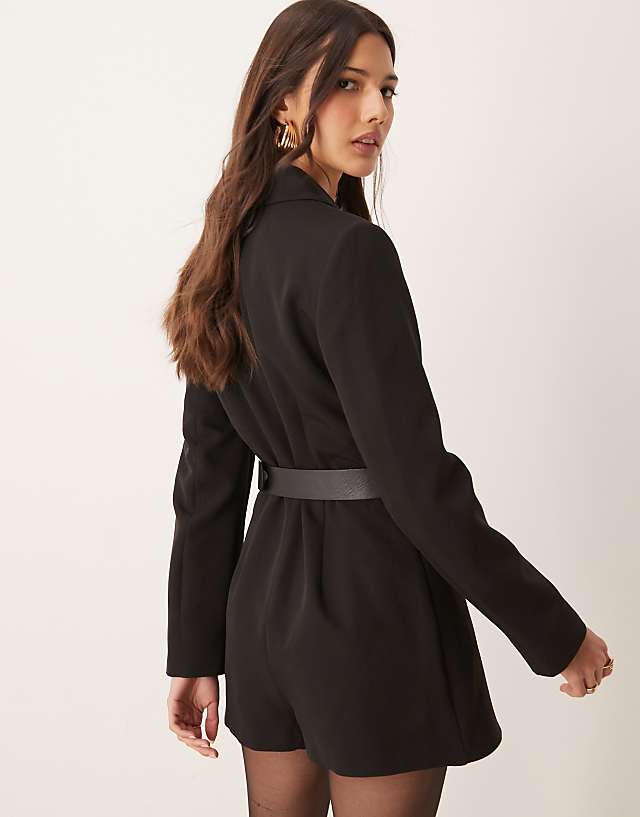 Asos Miss Selfridge Belted Blazer Dress Playsuit In Black