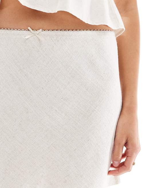 Asos Miss Selfridge Linen Blend Mini Skirt In Stone