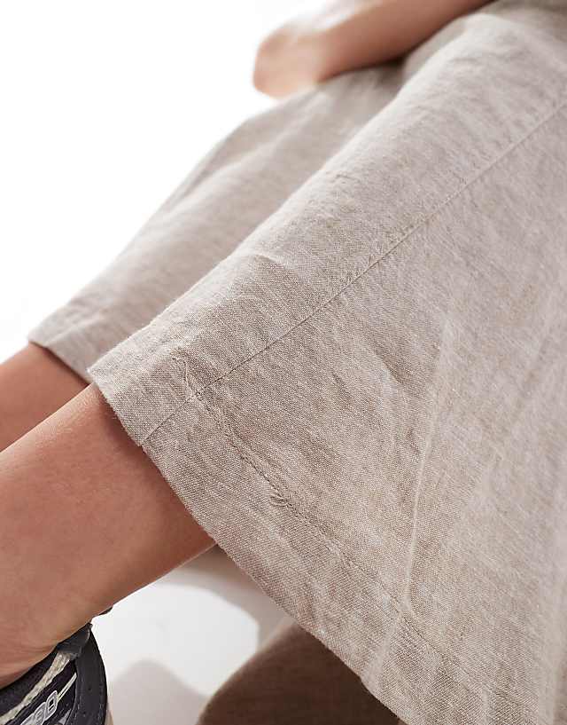 Asos Monki Longline Linen Maxi Tube Mermaid Skirt In Beige