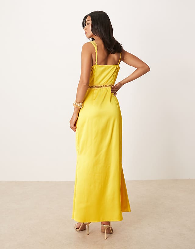 Asos Never Fully Dressed Petite Mimi Slip Midaxi Dress In Yellow