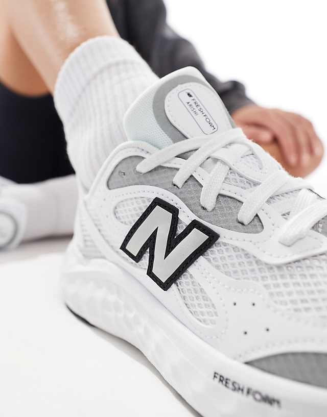 Asos New Balance Arishi Running Trainers In White And Silver