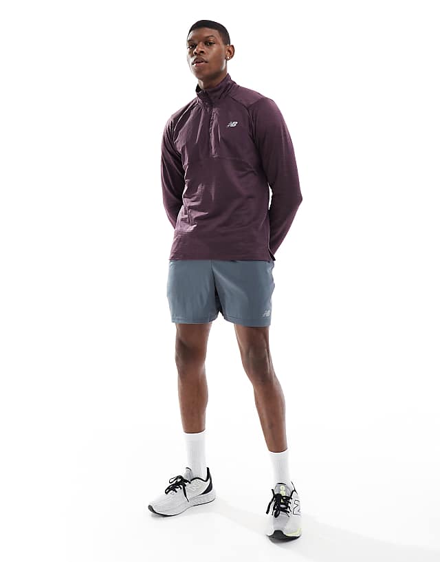 Asos New Balance Athletics Heat Grid 1/2 Zip In Plum
