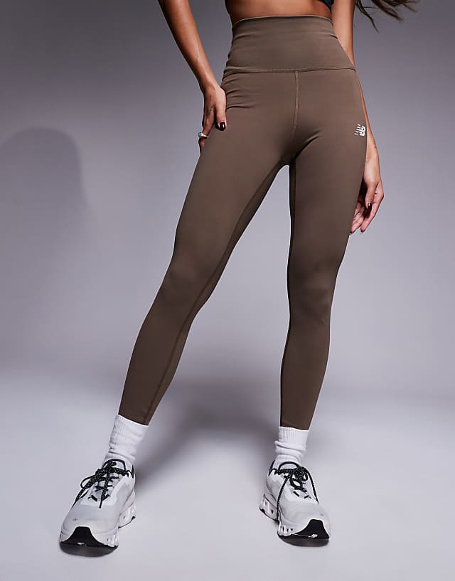Asos New Balance Harmony High Rise Legging 27"" In Brown
