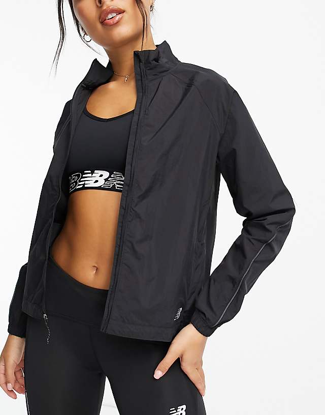 asos New Balance Impact Run packable jacket in black