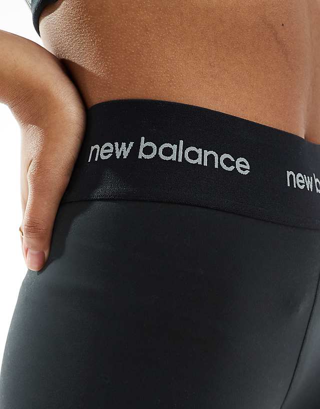 Asos New Balance Linear Logo Sleek 25 Inch High Rise Leggings In Black