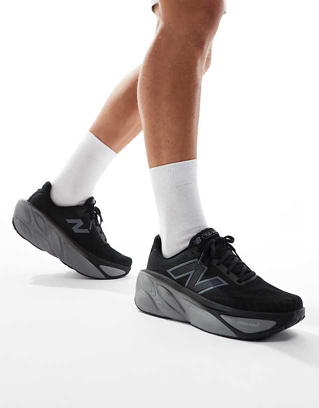 asos New Balance More running trainers in black and white