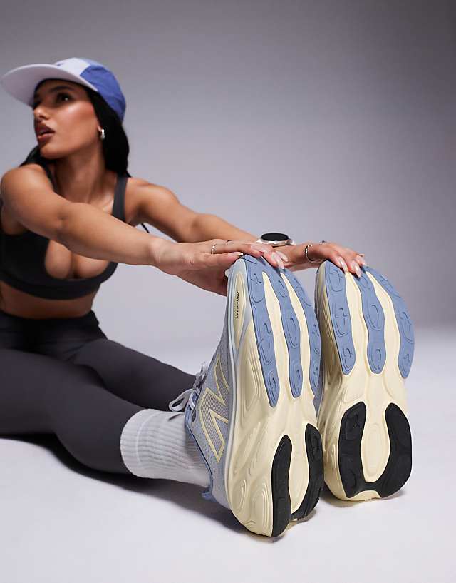 Asos New Balance More Running Trainers In Light Blue And White
