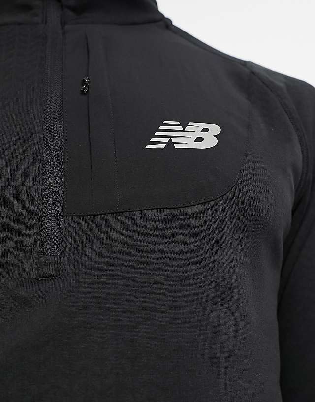 Asos New Balance NB Heat Grid Long Sleeve Half Zip Sweatshirt In Black